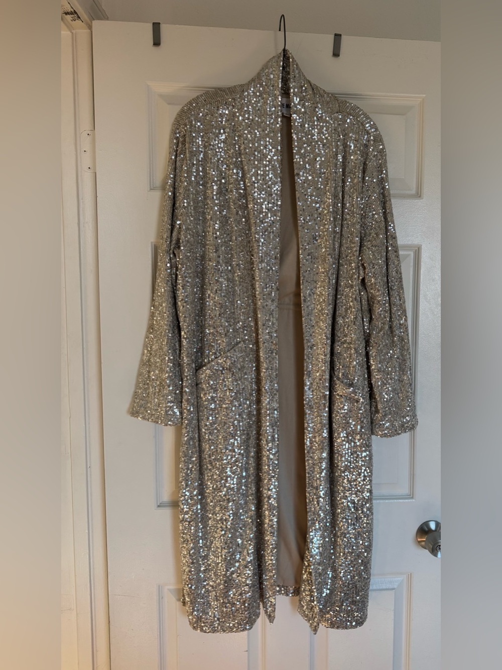 Steve Madden Sequin Duster Robe - Cream
